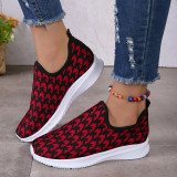 Red Casual Patchwork Round Comfortable Shoes