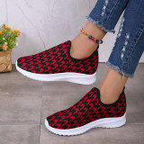Sapatos Confortáveis ​​Redondos Casual Patchwork Vermelho