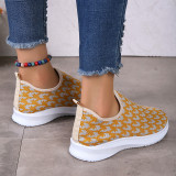 Chaussures confortables rondes patchwork décontractées jaune fluo
