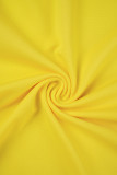 Robes de robe sans manches jaunes décontractées en patchwork à col rond
