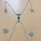 Accesorios de diamantes de imitación de cadenas de patchwork sexy verdes
