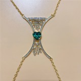 Accesorios de diamantes de imitación de cadenas de patchwork sexy verdes