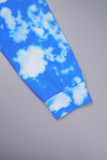 Due pezzi manica lunga colletto con cappuccio basic stampa casual blu