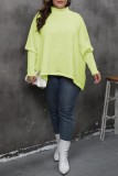 Red Casual Solid Basic Turtleneck Plus Size Tops