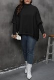 Red Casual Solid Basic Turtleneck Plus Size Tops