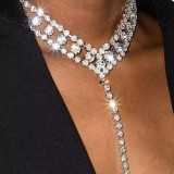 Collares de cadenas de diamantes de imitación sexys de plata