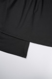 Macacões soltos pretos casuais diários elegantes lisos dobrados com alça espaguete