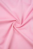 Розовое сексуальное однотонное платье без бретелек без бретелек