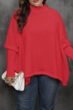 White Casual Solid Basic Turtleneck Plus Size Tops