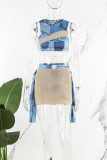 Red Sexy Casual Elegant Vacation Patchwork Asymmetrical Printing O Neck Sleeveless Three Pieces