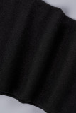 Casacos de cardigã preto casual com bordado de letras