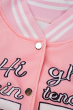 Розовый повседневный кардиган с буквенным принтом, верхняя одежда