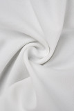 Weiße Street Solid Bandage-Patchwork-Knöpfe-Umlegekragen-Oberbekleidung