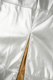 Plata Casual Sólido Abertura Flaca Cintura alta Convencional Color sólido Faldas