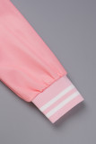 Casacos de cardigã rosa casual com estampa de letras