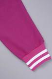 Casacos de cardigã com bordado de letras casuais vermelho rosa