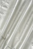 ピンク カジュアル ソリッド スリット スキニー ハイウエスト 従来のソリッドカラー スカート