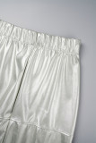Plata Casual Sólido Abertura Flaca Cintura alta Convencional Color sólido Faldas