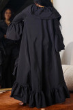 Черная уличная верхняя одежда с воланами в стиле пэчворк знаменитостей