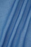Королевский синий повседневный милый принт в стиле пэчворк с пряжкой и отложным воротником с длинным рукавом Платья больших размеров
