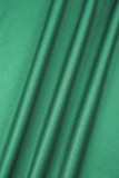 Groene casual print patchwork geknoopt ronde hals grote maat twee stuks