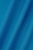 Paon bleu sexy solide patchwork fermeture éclair col en V jupe crayon robes