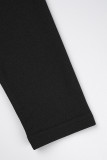 Vestidos de falda de lápiz con cuello en V y cremallera de patchwork sólido sexy negro
