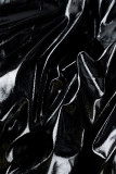 Capispalla casual nera con colletto con cerniera a contrasto patchwork