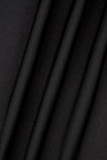 Черные повседневные однотонные лоскутные платья-юбки с U-образным вырезом и запахом