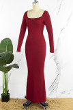 Элегантные однотонные платья цвета хаки с длинными рукавами и разрезом U-образным вырезом в стиле пэчворк