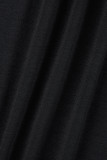 ブラック セクシー ストリート ソリッド パッチワーク スリット ジッパー スクエア カラー ロング スリーブ ドレス