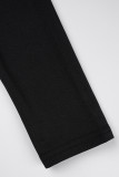 Zwarte casual effen patchwork U-hals gewikkelde rokjurken