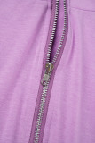 Серый повседневный лоскутный вариант из двух частей с контрастным воротником-молнией и длинными рукавами