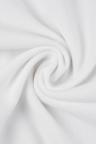 Weiße sexy solide Patchwork-Bleistiftrock-Kleider mit Reißverschluss und V-Ausschnitt