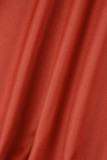Rosso Casual Stampa Patchwork Bottoni Cerniera Colletto con risvolto Manica lunga Due pezzi