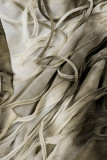 Damasco Casual Estampa Tie Dye Tassel Skinny Cintura Alta Convencional Calça Estampada Completa