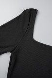 Элегантные однотонные платья цвета хаки с длинными рукавами и разрезом U-образным вырезом в стиле пэчворк