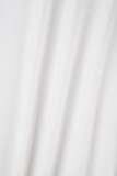 Weißes, lässiges, bedrucktes Patchwork-Knöpfe-Reißverschluss-Umlegekragen-Langarm-Zweiteiler
