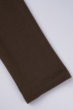 Robes jupe enveloppées noires décontractées en patchwork uni à col en U