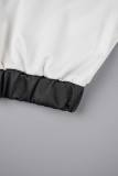 Белый повседневный принт с принтом в стиле пэчворк Пуговицы Молния отложной воротник с длинным рукавом из двух частей