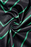 Green Casual Print Patchwork Zipper Turtleneck Skinny Romper