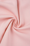 Розовые повседневные однотонные платья с длинным рукавом и отложным воротником в стиле пэчворк