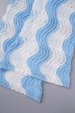 Blauwe casual patchwork basic skinny conventionele patchworkbroek met hoge taille