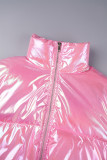 Розовый однотонный кардиган с воротником-молнией и верхней одеждой