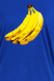 Camisetas con cuello en O y patchwork con estampado diario azul real