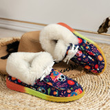 Zapatos de puerta cómodos redondos con estampado de patchwork casual multicolor