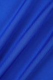 Robes décontractées bleues à manches longues et col en V uni Frenulum