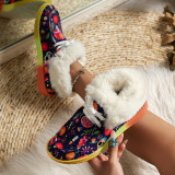 Zapatos de puerta cómodos redondos con estampado de patchwork casual multicolor