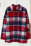 Vêtements d'extérieur à col de chemise et boutons à carreaux décontractés rouges (sous réserve de l'objet réel)