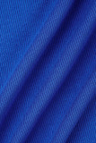 Blaue, sexy, einfarbige, schmale Jumpsuits mit Patchwork-Schnalle und V-Ausschnitt
